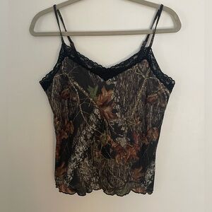 real tree printed lace camisole (adjustable straps)
